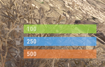 Health, hunger, and thirst bars in the bottom-right HUD
